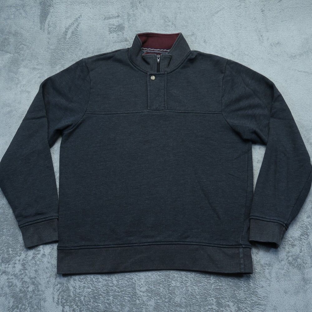Orvis Sweatshirt Men's M Medium 1/4 Zip Mock-Neck Long-Sleeve Cotton-Blend Gray